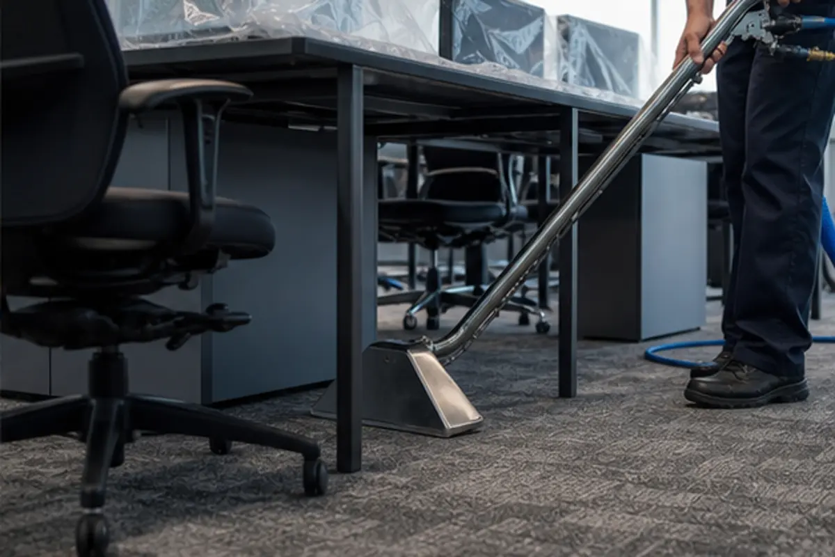 Modern Hammond office reception with textured carpet and clear entry path