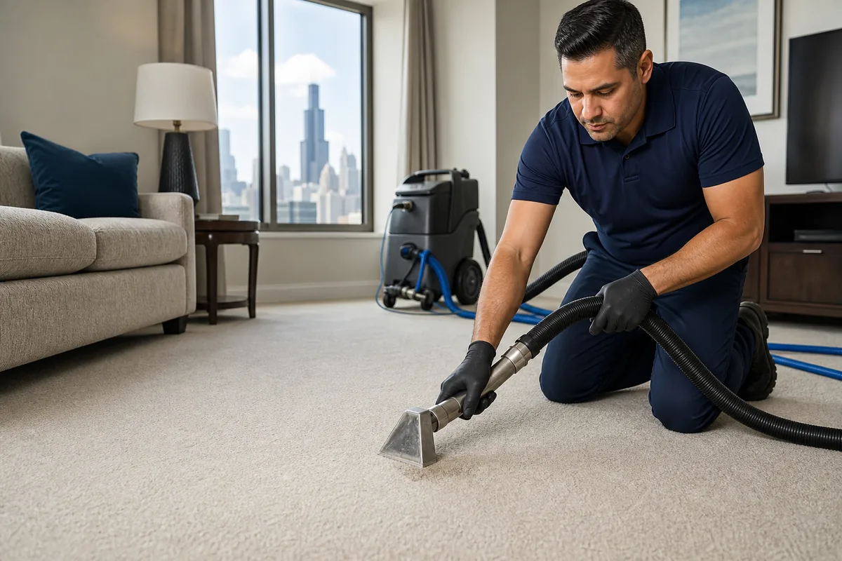 Technician preparing why did that carpet spot come back in a Hammond home