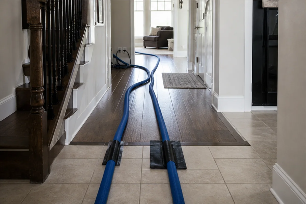 A Crown Point interior prepared with a clear access path for tile & grout cleaning
